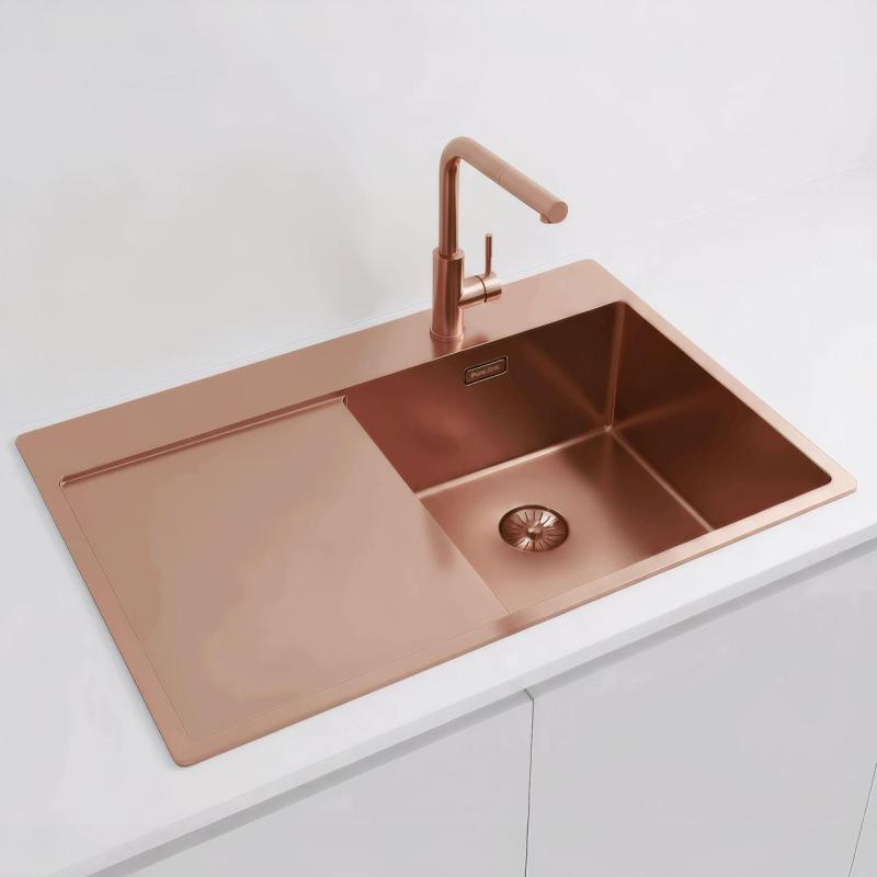 Pure.Sink Exclusivo Réz mosogató csepegtetővel 78x52 cm Jobboldali csaptelep PEX4078RT-62