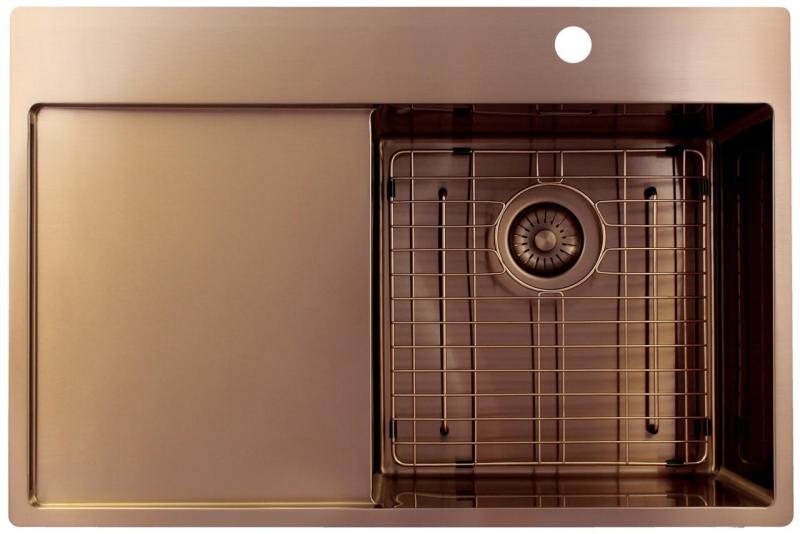 Pure.Sink Exclusivo Réz mosogató csepegtetővel 78x52 cm Jobboldali csaptelep PEX4078RT-62