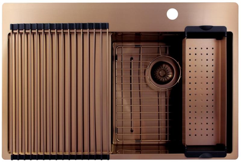 Pure.Sink Exclusivo Réz mosogató csepegtetővel 78x52 cm Jobboldali csaptelep PEX4078RT-62