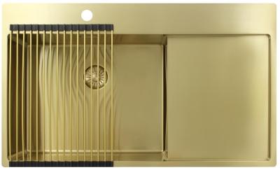 Pure.Sink Exclusivo Arany mosogató csapadékelvezető részével 86x52 cm Bal oldali Tapwing PEX5086LT-60