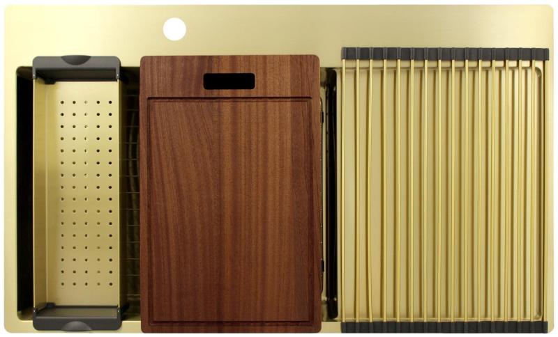 Pure.Sink Exclusivo Arany mosogató lecsepegtetővel 86x52 cm Csap bal oldalon PEX5086LT-60