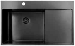 Pure.Sink Exclusivo Gun Metal mosogató csapteleppel és lecsepegtető résszel 86x52 cm Tapwing bal PEX5086LT-61