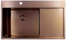 Pure.Sink Exclusivo Réz mosogató csapteleppel és csepegtető résszel 86x52 cm Bal oldali Tapwing PEX5086LT-62