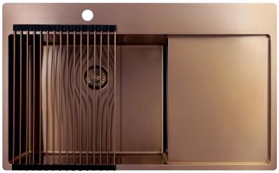 Pure.Sink Exclusivo Réz mosogató csapteleppel és csepegtető résszel 86x52 cm Bal oldali Tapwing PEX5086LT-62