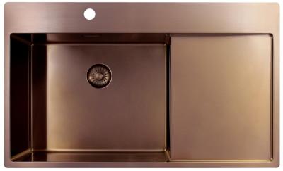 Pure.Sink Exclusivo Réz mosogató csapteleppel és csepegtető résszel 86x52 cm Bal oldali Tapwing PEX5086LT-62
