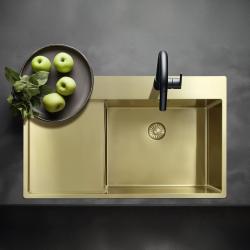 Pure.Sink Exclusivo Arany mosogató csapteleppel és csepegtető részleggel 86x52 cm Tapwing jobboldal PEX5086RT-60