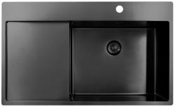 Pure.Sink Exclusivo Gun Metal mosogató csapteleppel és csepegtető részzel 86x52 cm Tapwing jobb oldali PEX5086RT-61