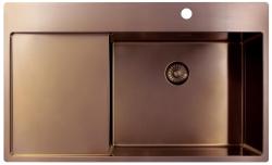 Pure.Sink Exclusivo Réz mosogató csapteleppel és csepegtető résszel 86x52 cm Jobboldali csaptelep PEX5086RT-62