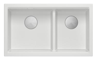 Quadri Newport II Dupla Fehér Gránit Felületi Mosogató 76x45 cm rozsdamentes acél dugóval 1208971368