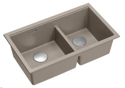 Quadri Newport II Dupla Taupe Granit Felületi Mosogató 76x45 cm RVS dugóval 1208971372