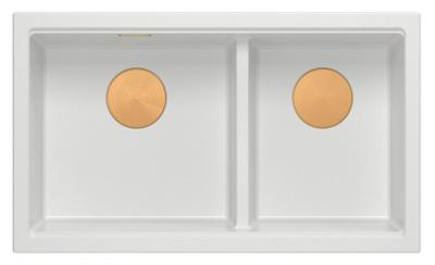 Quadri Newport II Dupla Fehér Gránit Aláépíthető Mosogató 702 x 390 mm Réz dugóval 1208971373