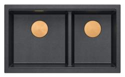 Quadri Newport II Dupla Antracit Gránit Aláépíthető Mosogató 702 x 390 mm Réz dugóval 1208971374