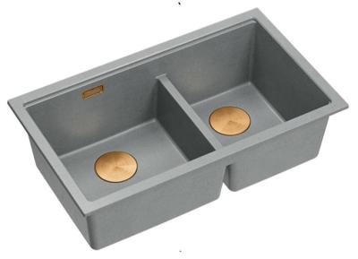 Quadri Newport II Dupla Szürke Gránit Alulról Szerelhető Mosogató 702 x 390 mm Réz Dugóval 1208971375