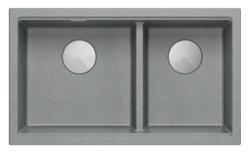 Quadri Newport II Dupla Szürke Gránit Alulról Szerelhető Mosogató 702 x 390 mm Rozsdamentes Acél Dugóval 1208971385