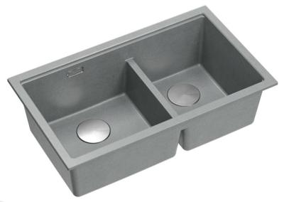 Quadri Newport II Dupla Szürke Gránit Alulról Szerelhető Mosogató 702 x 390 mm Rozsdamentes Acél Dugóval 1208971385