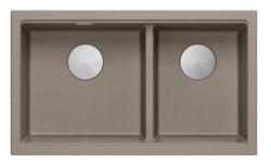 Quadri Newport II Dupla Taupe Granit Alulról Szerelhető Mosogató 702 x 390 mm rozsdamentes acél dugóval 1208971387
