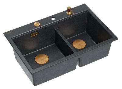 Quadri Hard Rock Dupla Antracit Gránit Felületre Szerelhető Mosogató 76x50 cm Réz dugóval és tartozékokkal 1208971388