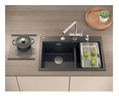 Quadri Hard Rock Dupla Antracit Gránit Felépítésű Mosogató 76x50 cm Rozsdamentes acél dugóval és kiegészítőkkel 1208971399