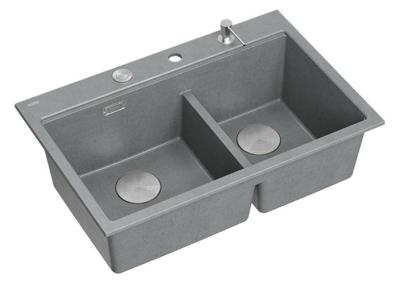 Quadri Hard Rock Dupla Szürke Gránit Felépítmény Mosogató 76x50 cm rozsdamentes acél dugóval és tartozékokkal 1208971400