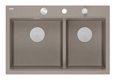 Quadri Hard Rock Dupla Taupe Gránit Felépített Mosogató 76x50 cm rozsdamentes acél dugóval és tartozékokkal 1208971402