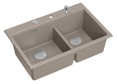 Quadri Hard Rock Dupla Taupe Gránit Felépített Mosogató 76x50 cm rozsdamentes acél dugóval és tartozékokkal 1208971402