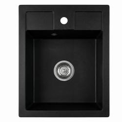 Graniteland Prest Granit fekete mosogató Tapwing csaplyukkal felépítve 400x500mm rozsdamentes acél dugóval 1208971421
