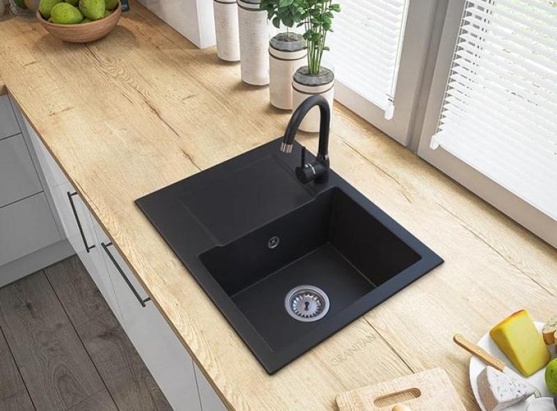 Graniteland Nex Granit fekete mosogató csepegtetővel 574x464 mm 1208971428
