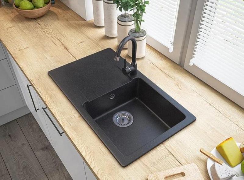 Graniteland Liri Granit Arduin kőzet megjelenésű mosogató csepegtetővel 765x448 mm 1208971437