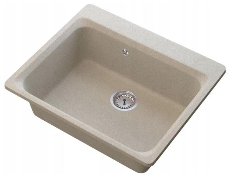 Graniteland Vastone Gránit Mosogató 619x522 mm Beige Felépítés Keverőcsapfurattal és Rozsdamentes Acél Dugóval 1208971444
