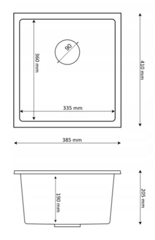 Graniteland Miniva Gránit Mosogató Fehér alulról épített 385x410 mm 1208971452