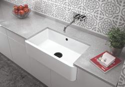 Ausmann Ceramic Mira Kerámia Fehér Mosogató - Alsó és középső beépítés 795 x 460 mm fekete dugóval 1208971469