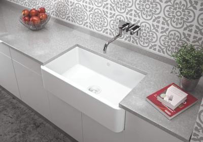 Ausmann Ceramic Mira Kerámia Fehér Mosogató - Alulról és középről szerelhető 795 x 460 mm fehér dugóval 1208971470