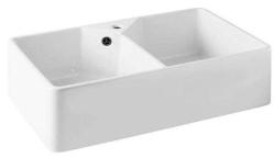 Ausmann Ceramic Mira Kerámia Fehér Dupla Mosogató - Alulról és középről szerelhető 793 x 450 mm csaplyukkal és Gun metal dugóval 1208971478