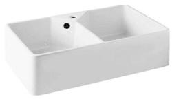 Ausmann Ceramic Mira Kerámia Fehér Dupla Mosogató - Alulról és Közbenső Szereléssel 793 x 450 mm csaplyukkal és Fekete dugóval 1208971479