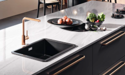 Ausmann Ceramic Ember Keramikus Fekete Négyzetes Felületre és Aláépíthető Mosogató 40 x 40 cm Arany dugóval 1208971486