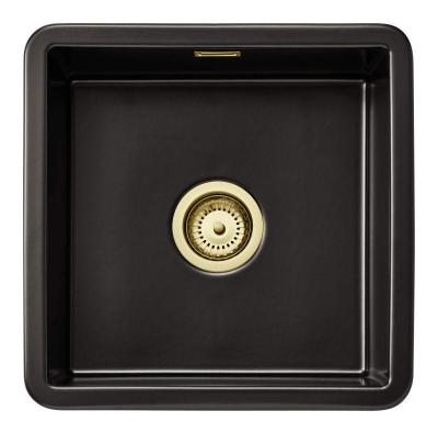 Ausmann Ceramic Ember Keramikus Fekete Négyzetes Felületre és Aláépíthető Mosogató 40 x 40 cm Arany dugóval 1208971486