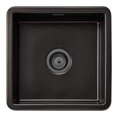 Ausmann Ceramic Ember Kerámia Matt Fekete Négyzet Alakú Felépítésű és Alulról Szerelhető Mosogató 40 x 40 cm Gun Metal Dugóval 1208971488
