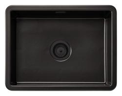Ausmann Ceramic Ember Kerámia Mat Fekete Mosogató - Felületre és Aláépítésre 54 x 40 cm Fekete dugóval 1208971499