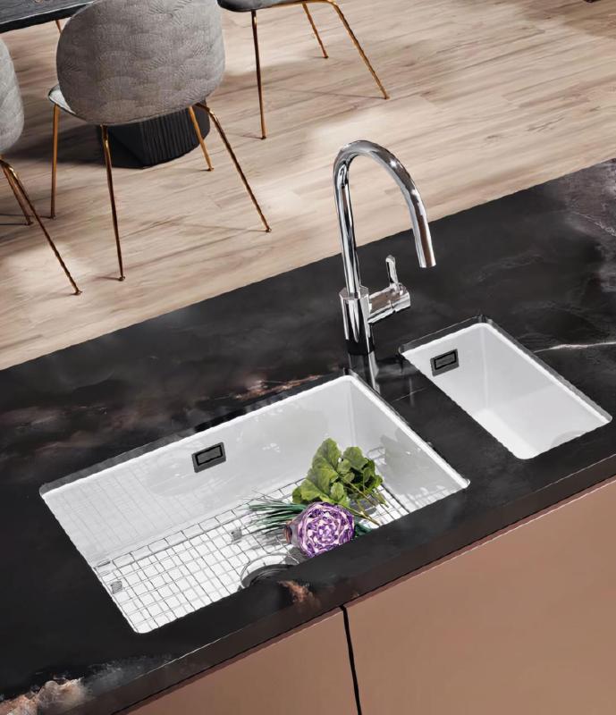 Ausmann Ceramic Ember Keramikai Fehér fél mosogató Felépítés és Alépítés 174 x 400 mm Gun metal dugóval 1208971503