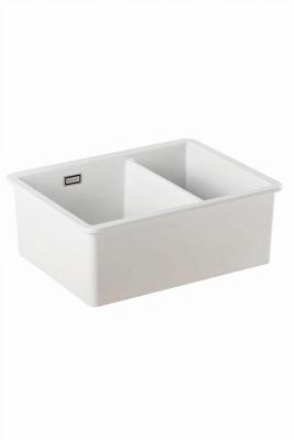 Ausmann Ceramic Ember Kerámia Fehér Másfél Medence Felépítés és Aláépítés 535 x 400 mm Fekete dugókkal 1208971509