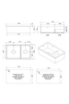 Ausmann Ceramic Ember Keramikus Fehér Másfél Medence Felépítése és Alapozása 733 x 401 mm Réz dugókkal 1208971519