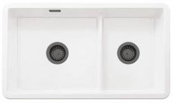 Ausmann Ceramic Ember Keramikai Fehér Másfél Mosogató Felső és Alsó Szerelés 733 x 401 mm Gun Metal Dugókkal 1208971520