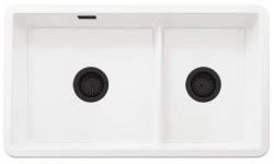 Ausmann Ceramic Ember Kerámia Fehér Másfél Mosogató Felületi és Alatti Szerelés 733 x 401 mm Fekete dugókkal 1208971521