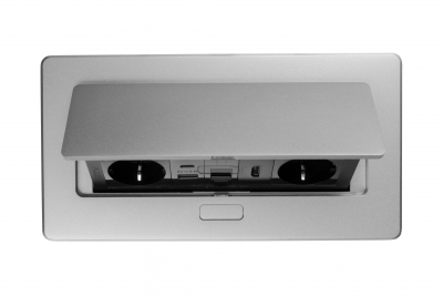 Bútorszerelvény MULTISOFT, 2xSCHUKO, USB A+C, RJ45, HDMI kábel 1,5 m, alumínium