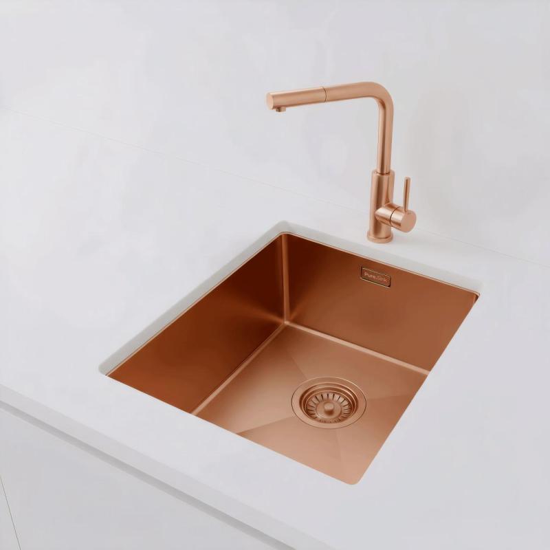 Pure.Sink Luxion Réz mosogató 36x40 cm alulról, síkba építhető és felülről szerelhető PLX3640-62