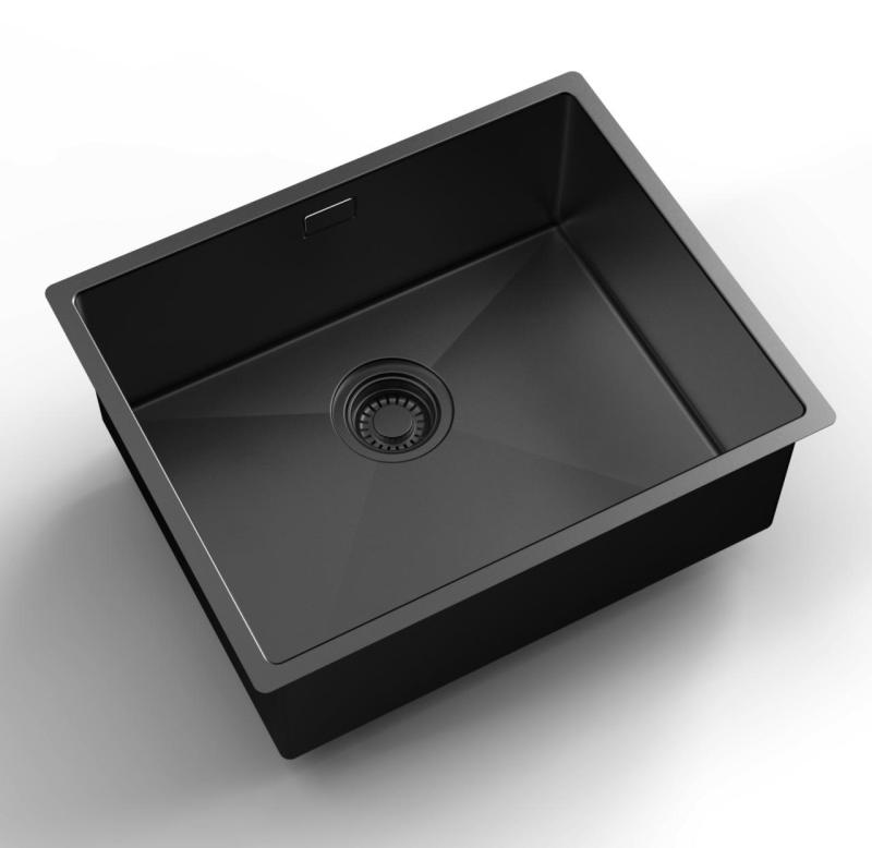 Pure.Sink Luxion PVD Fekete mosogató 50x40 cm alulról szerelhető, síkba építhető és felülről szerelhető PLX5040-63