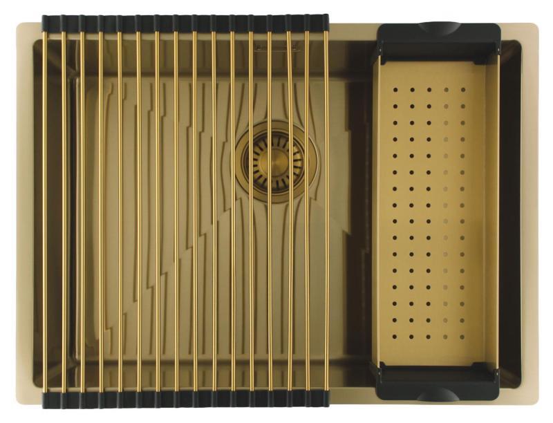 Pure.Sink Luxion Arany mosogató 55x40 cm, alulra szerelhető, síkba építhető és felülre szerelhető PLX5540-60