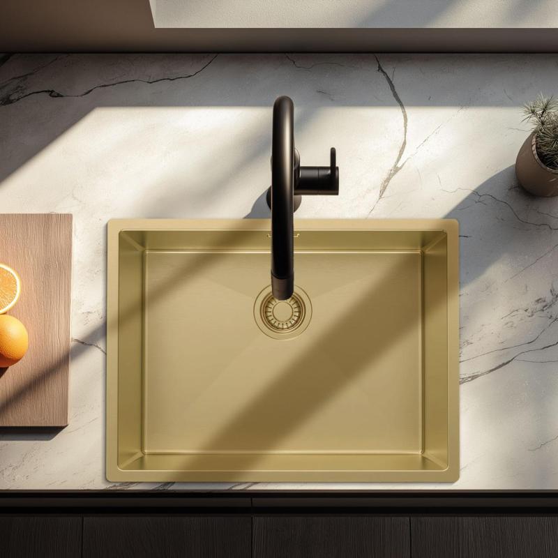 Pure.Sink Luxion Arany mosogató 55x40 cm alátét, síkba építhető és felépíthető PLX5540-60
