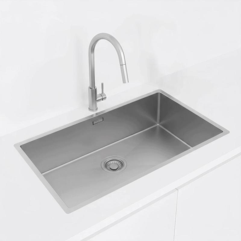 Pure.Sink Luxion Nagy rozsdamentes acél mosogató 74x40 cm, alulról szerelhető, síkba építhető és felülről szerelhető PLX7440-02
