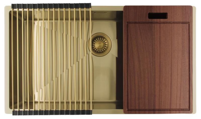 Pure.Sink Luxion Nagy arany mosogató 74x40 cm alulról, síkba építhető és felülről szerelhető PLX7440-60